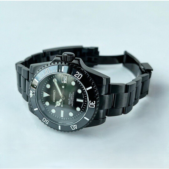 Custom Seiko Mod • Full Black Submariner • 40mm